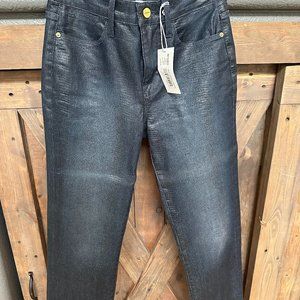 FRAME HIGH STRAIGHT LIZARD COATED JEANS SIZE 25
